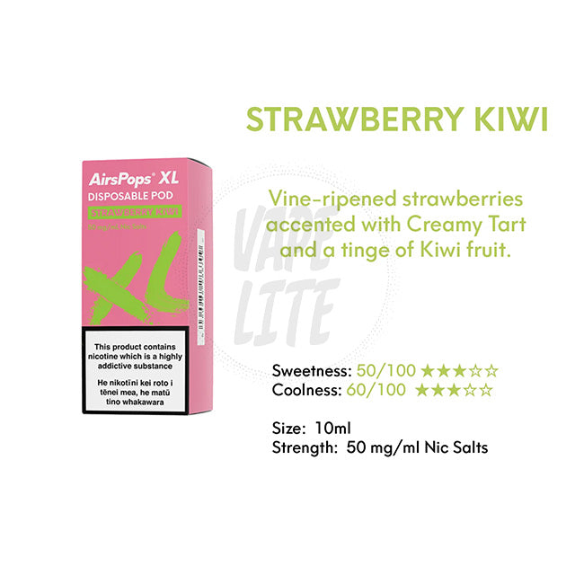 AirScream AirsPops XL Pod - No.53 Strawberry Kiwifruit 28.5mg/ml 10ml