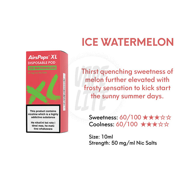 AirScream AirsPops XL Pod - No.5 Watermelon (Ice Watermelon) 28.5mg/ml 10ml