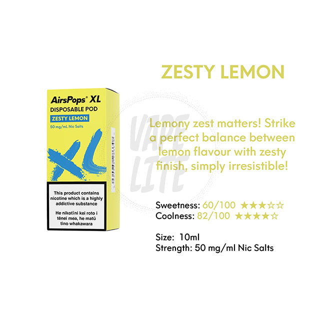 AirScream AirsPops XL Pod - No.6 Lemon (Zesty Lemon) 28.5mg/ml 10ml