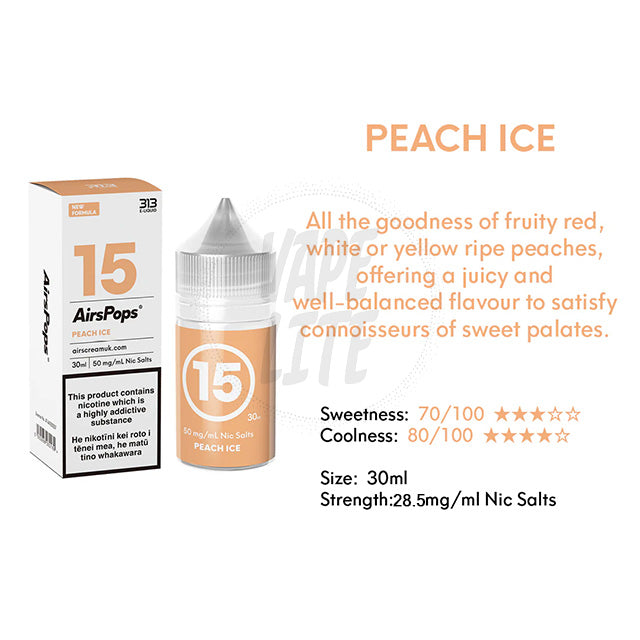 AirScream AirsPops 313 E-Liquid 30ml - No.15 Peach Ice 28.5mg/ml