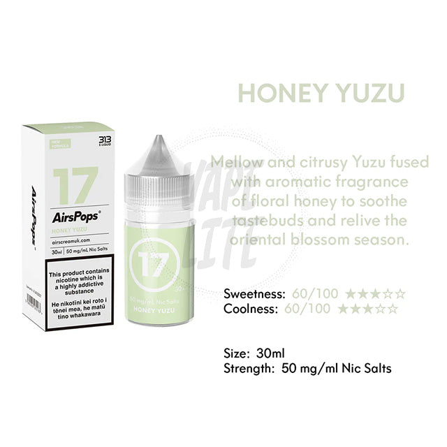 AirScream AirsPops 313 E-Liquid 30ml - No.17 Honey Citrus (Honey Yuzu) 28.5mg/ml