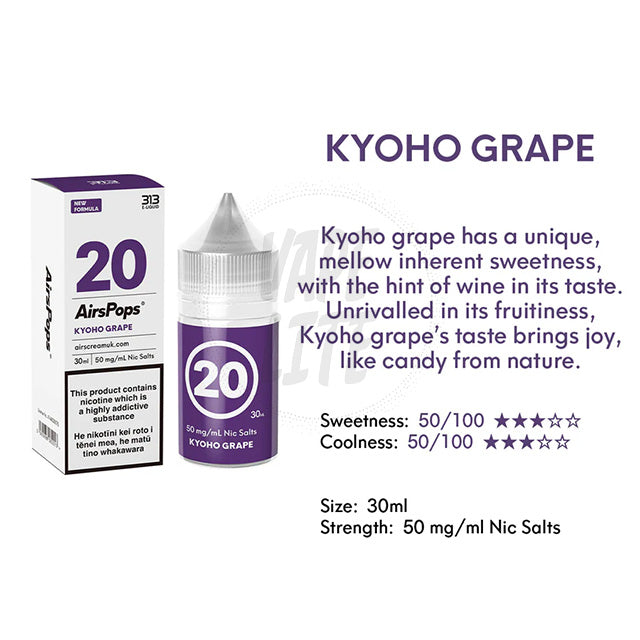 AirScream AirsPops 313 E-Liquid 30ml - No.20 Grape (Kyoho Grape) 28.5mg/ml