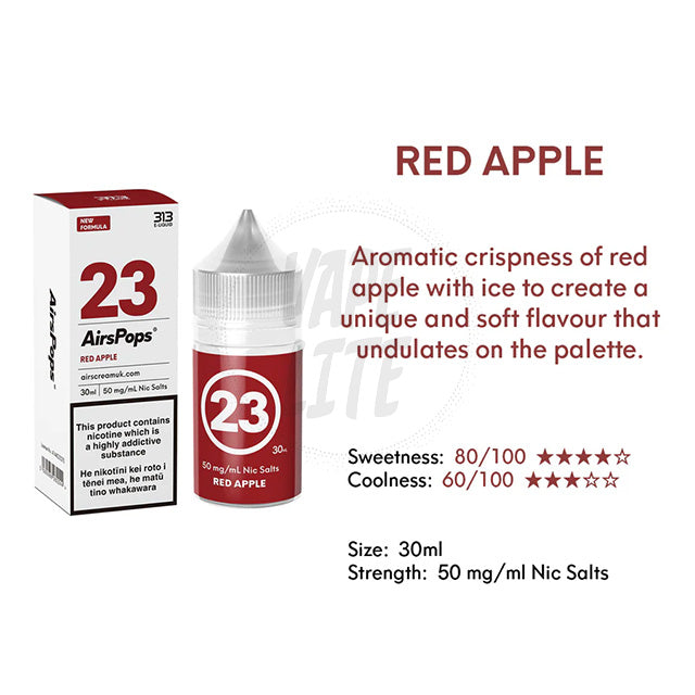 AirScream AirsPops 313 E-Liquid 30ml - No.23 Apple (Red Apple) 28.5mg/ml