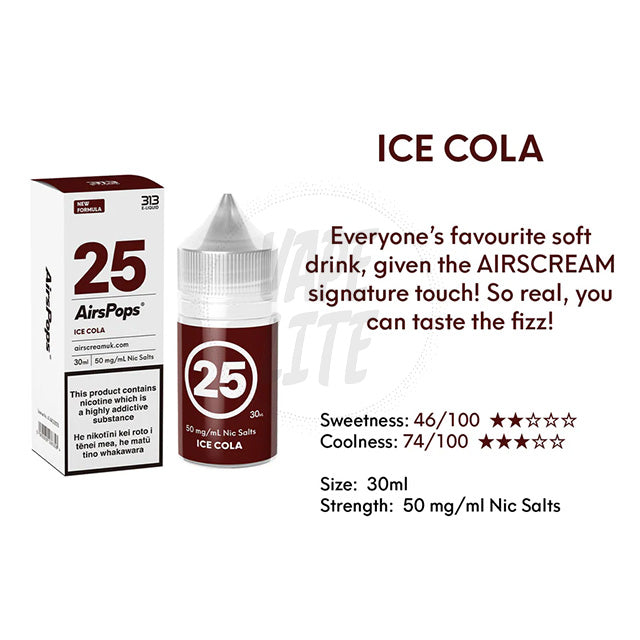 AirScream AirsPops 313 E-Liquid 30ml - No.25 Spice Sweet (Cola Ice) 28.5mg/ml