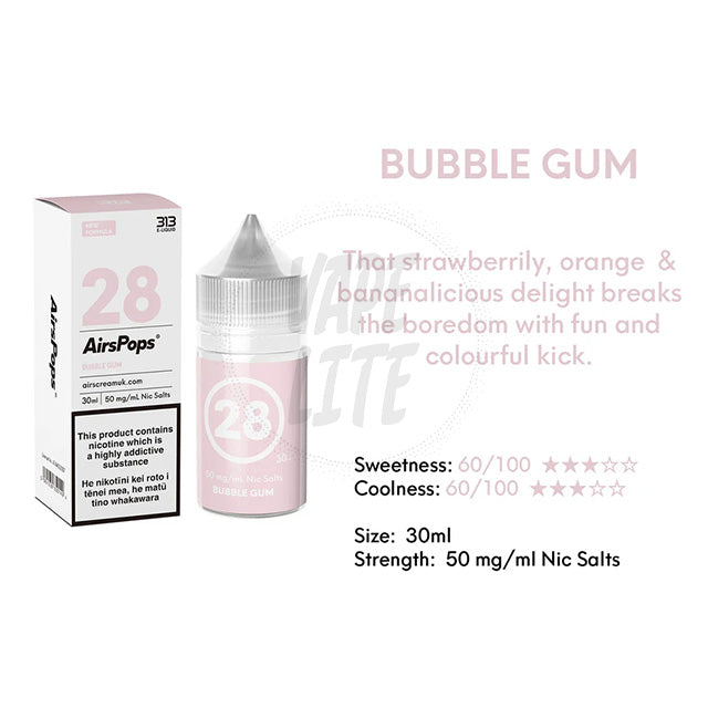 AirScream AirsPops 313 E-Liquid 30ml - No.28 Sweet Tropical (Bubble Gum) 28.5mg/ml