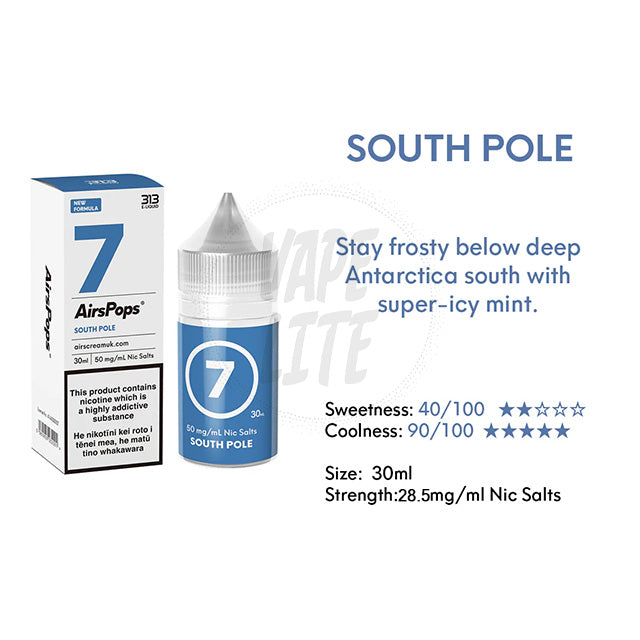 AirScream AirsPops 313 E-Liquid 30ml - No.7 Mint Peppermint (South Pole) 28.5mg/ml