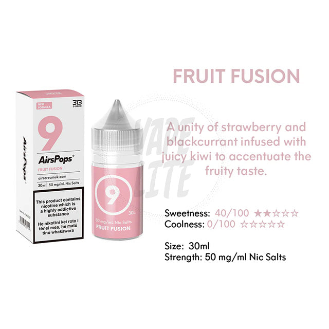 AirScream AirsPops 313 E-Liquid 30ml - No.9 Strawberry Tropical (Fruit Fusion) 28.5mg/ml