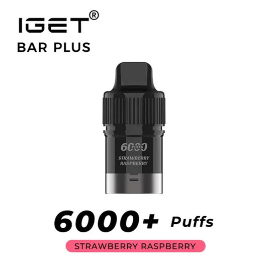 IGET Bar Plus Pre-filled Pod - Strawberry Raspberry 6000 Puffs 20mg/ml